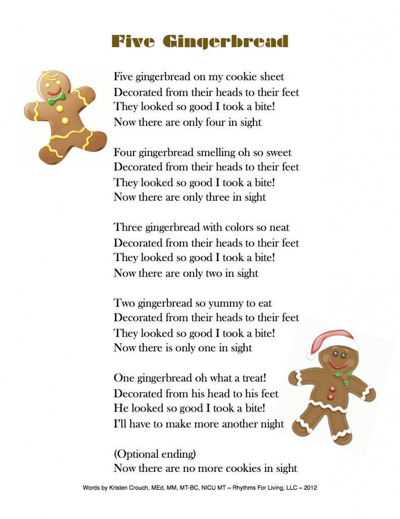 five little gingerbread song
