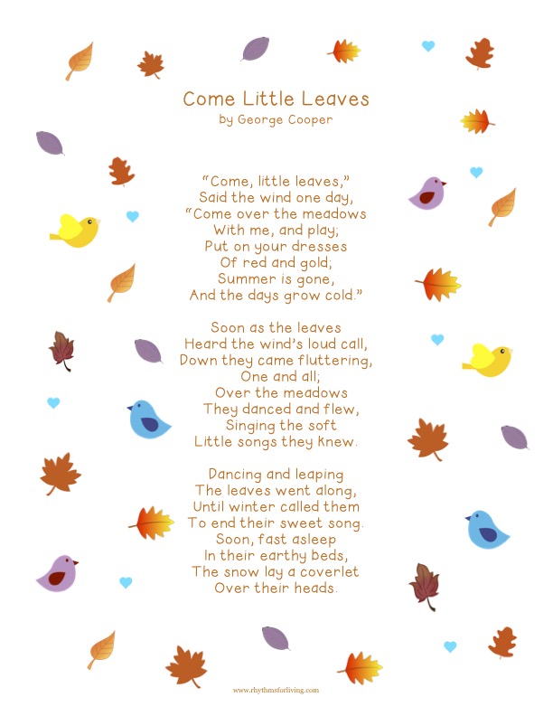 This image has an empty alt attribute; its file name is Come-little-leaves-poem.jpg