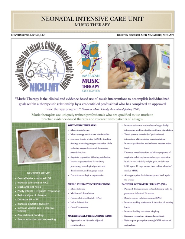 NICU Music Therapy Info for Hospitals